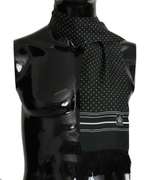 DOLCE & GABBANA GREEN POLKA DOT PRINT FRINGES MENS  SCARF