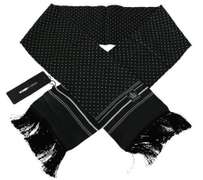DOLCE & GABBANA GREEN POLKA DOT PRINT FRINGES MENS  SCARF