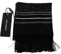DOLCE & GABBANA BLACK POLKA DOT PRINT CROWN Logo MENS SCARF
