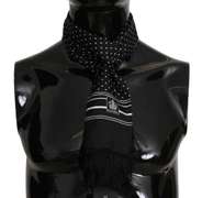 DOLCE & GABBANA BLACK POLKA DOT PRINT CROWN Logo MENS SCARF