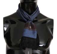 DOLCE & GABBANA BLUE BAROQUE TASSEL MENS SILK SCARF