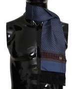 DOLCE & GABBANA BLUE BAROQUE TASSEL MENS SILK SCARF