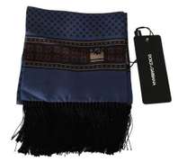 DOLCE & GABBANA BLUE BAROQUE TASSEL MENS SILK SCARF