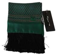 DOLCE & GABBANA GREEN BAROQUE TASSEL MENS SILK SCARF