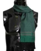 DOLCE & GABBANA GREEN BAROQUE TASSEL MENS SILK SCARF