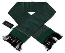 DOLCE & GABBANA GREEN BAROQUE TASSEL MENS SILK SCARF