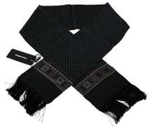 DOLCE & GABBANA GREEN BAROQUE TASSEL MENS SILK SCARF