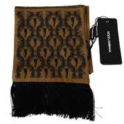 DOLCE & GABBANA YELLOW PRINTED TASSEL SILK WRAP SCARF