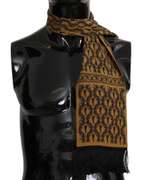 DOLCE & GABBANA YELLOW PRINTED TASSEL SILK WRAP SCARF