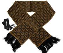 DOLCE & GABBANA YELLOW PRINTED TASSEL SILK WRAP SCARF