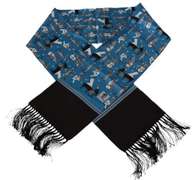 DOLCE & GABBANA BLUE MUSICIAN PRINT SILK MENS SCARF
