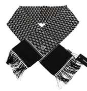 DOLCE & GABBANA BLACK AND WHITE DOG PRINT CROWN   Logo SILK WRAP SCARF