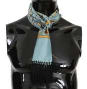 DOLCE & GABBANA BLUE MUSICAL INSTRUMENT PRINT SILK SCARF