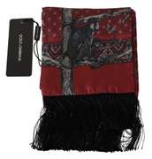 DOLCE & GABBANA BORDEAUX MONKEY POLKA DOT PRINT SILK WRAP SCARF