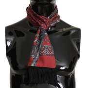 DOLCE & GABBANA BORDEAUX MONKEY POLKA DOT PRINT SILK WRAP SCARF
