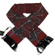 DOLCE & GABBANA BORDEAUX MONKEY POLKA DOT PRINT SILK WRAP SCARF