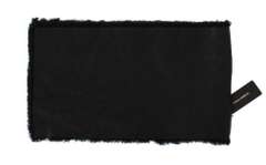 DOLCE & GABBANA BLACK LAMBSKIN FUR SILK SCARF