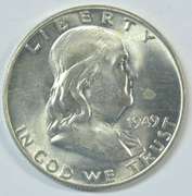 Near Gem BU 1949-P Franklin Half Dollar Full Bell Lines