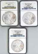 2006-W, 2007-W (ER) & 2008-W (ER) NGC MS69 $1 Eagles