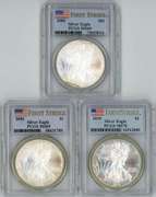 3 Diff. FIRST STRIKE PCGS MS69 $1 Silver Eagles 2005-07