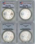 4 Diff. PCGS MS69 $1 American Silver Eagles 2005-2008