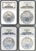 2 2006-W & 2 2010 NGC MS69 graded $1 Silver Eagles