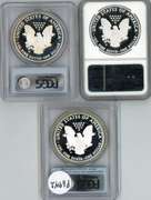 3 Diff. Proof-69 graded $1 Silver Eagles. PCGS & NGC