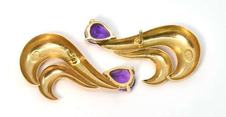 Unusual Amethyst and Gold Earrings
