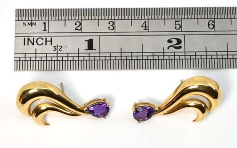 Unusual Amethyst and Gold Earrings