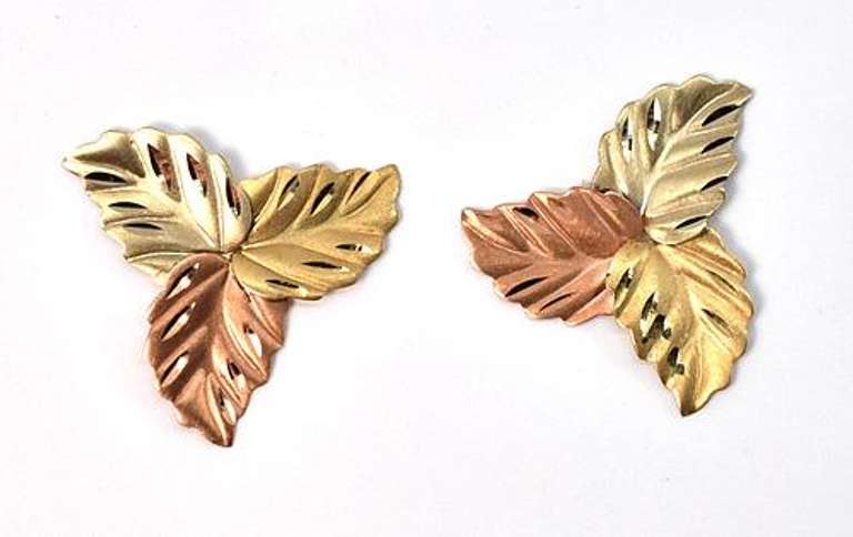 Cute Tri-Color Gold Leaf Earrings