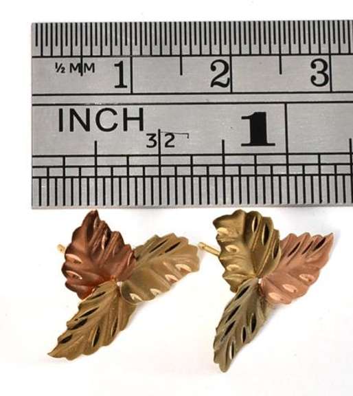 Cute Tri-Color Gold Leaf Earrings