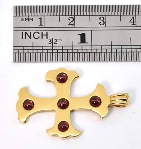 Fashionable Gold Cross with Garnets