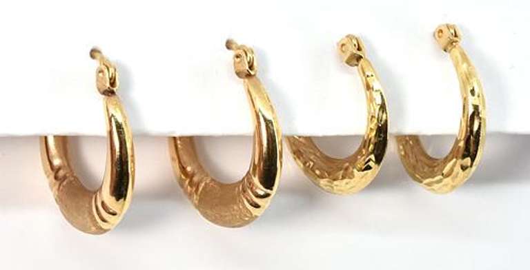 Two Pairs of 14k Small Hoop Earrings