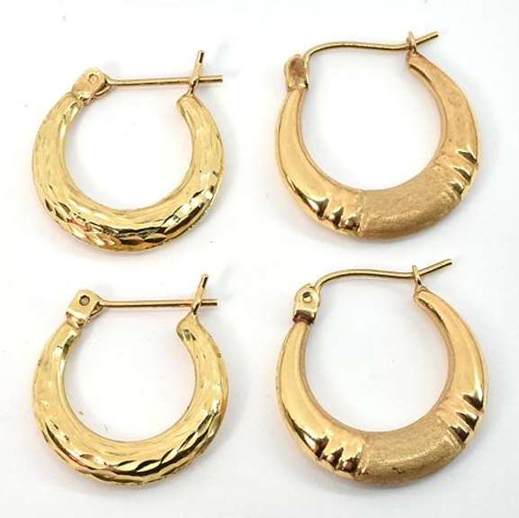 Two Pairs of 14k Small Hoop Earrings
