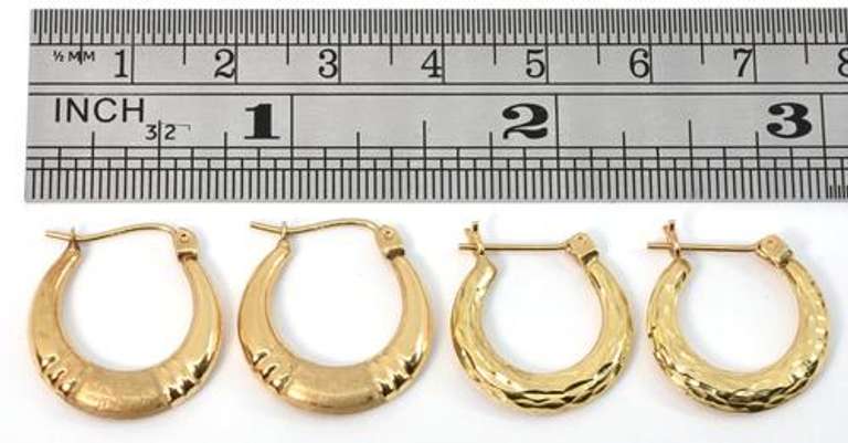 Two Pairs of 14k Small Hoop Earrings