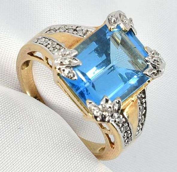 Modern Blue Topaz & Diamond Ring