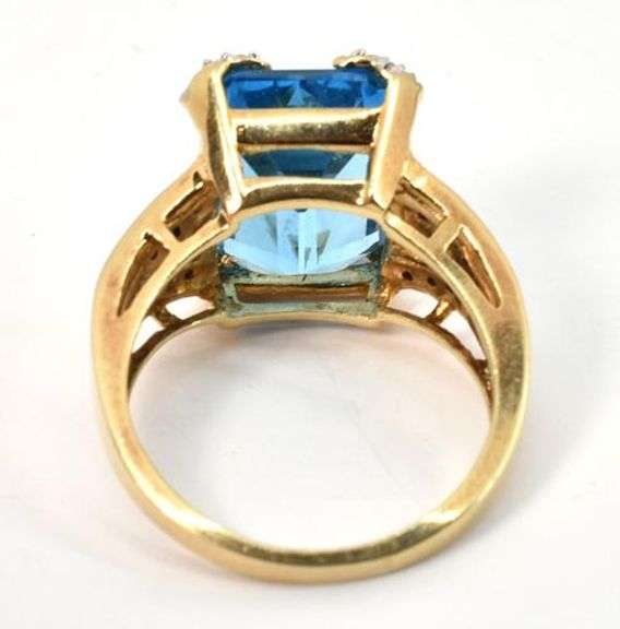 Modern Blue Topaz & Diamond Ring