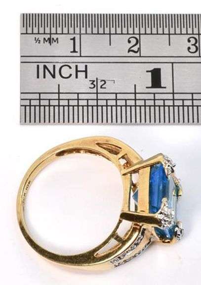 Modern Blue Topaz & Diamond Ring