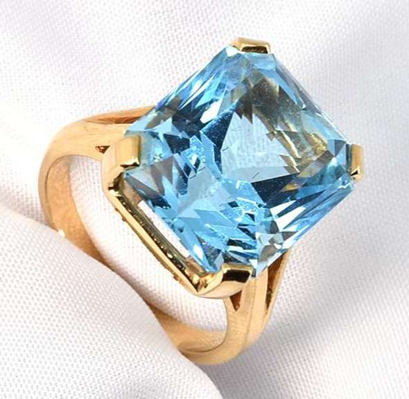Bold and Reflective Blue Topaz Ring