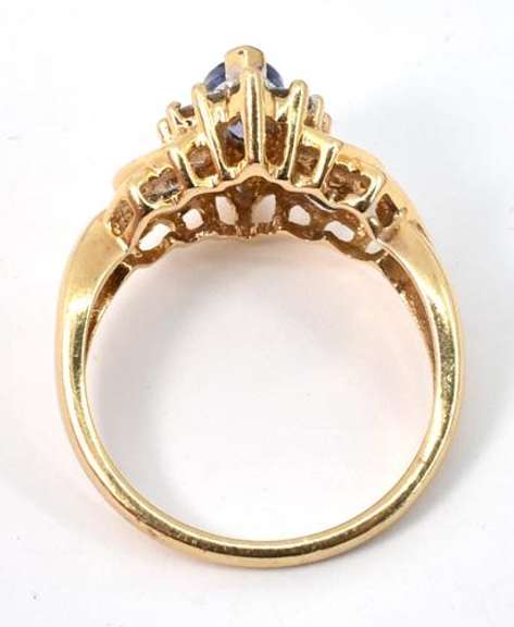Pretty Iolite and Diamond Ring