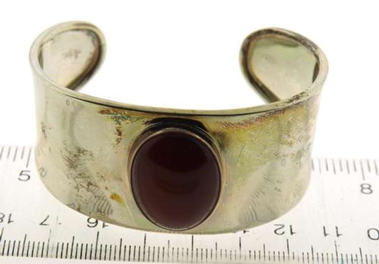 Mexico Sterling Silver Carnelian Cuff Bracelet