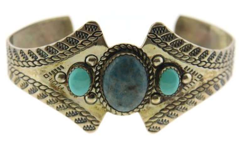 Vintage Lapis and Turquoise Cuff Bracelet