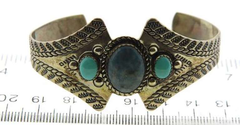 Vintage Lapis and Turquoise Cuff Bracelet