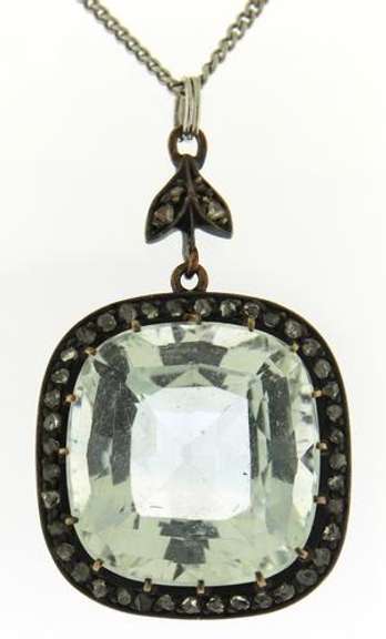 Aquamarine Pendant on Sterling Silver Chain