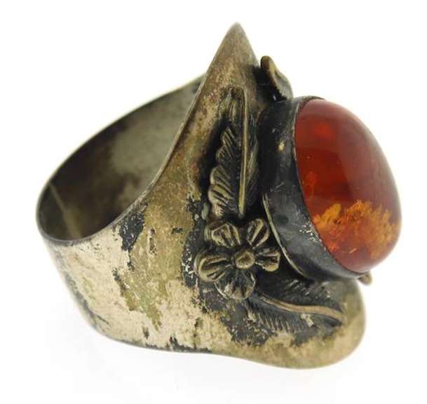 Sterling Silver Amber Ring
