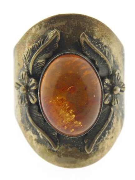 Sterling Silver Amber Ring