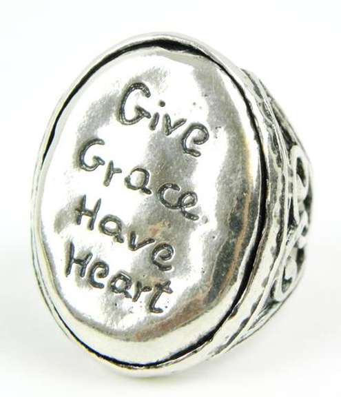 Signed Sterling Silver Sentiment Ring, Size 9