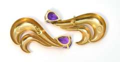 Unusual Amethyst and Gold Earrings