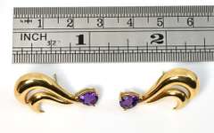 Unusual Amethyst and Gold Earrings
