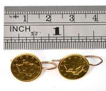 Unusual 1851 $1 Gold Piece Earrings